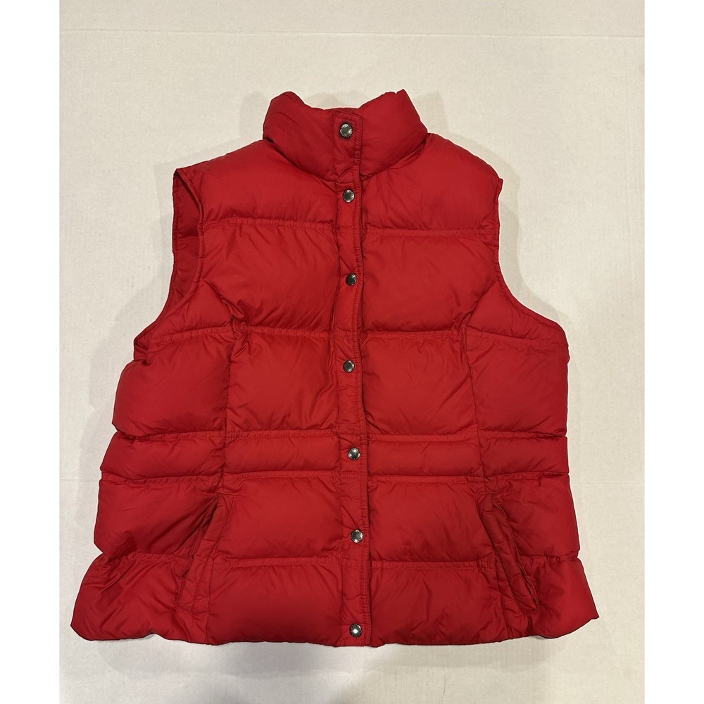 Lands End Vest Puffer Quilted Down Snap Front Red Women's Size XL 18-20
